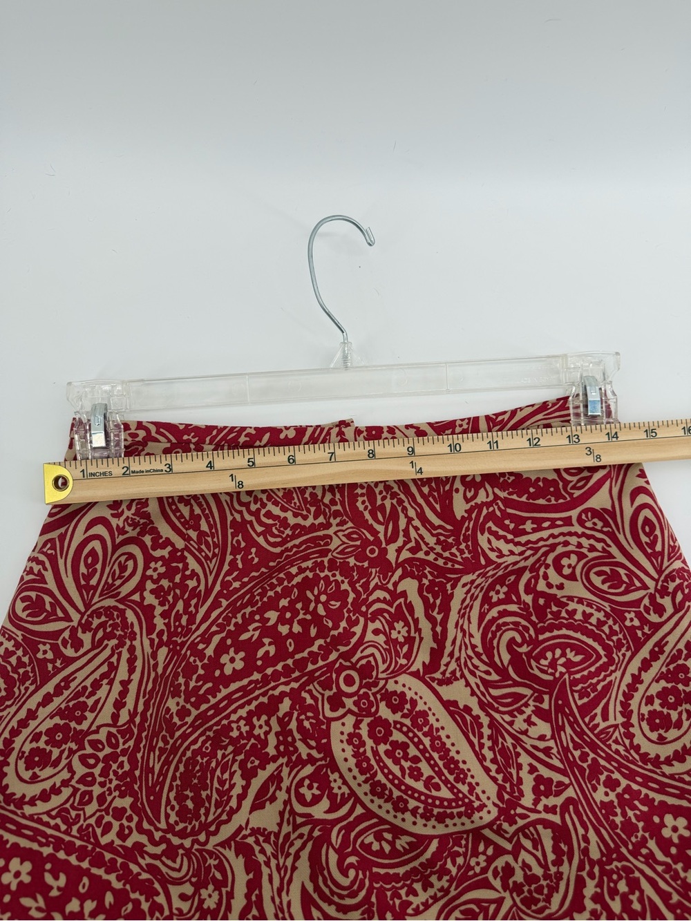 Ann Taylor Red and Beige Paisley A-Line Skirt